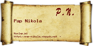 Pap Nikola névjegykártya